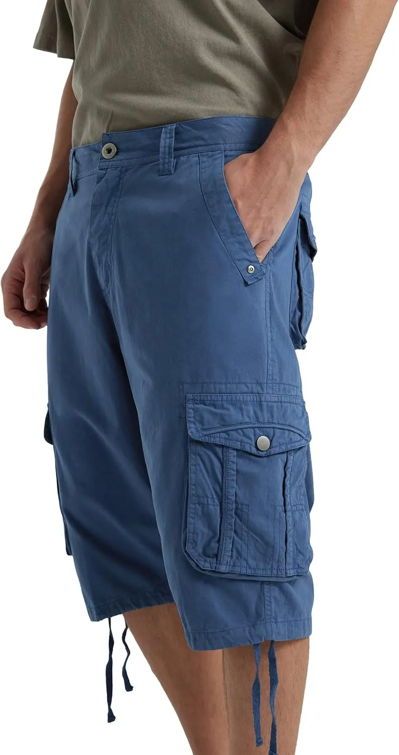 BEST SOUTH Men's Long Cargo Shorts Casual Below Knee 13 Inches Capri Shorts Relaxed Fit with Pockets