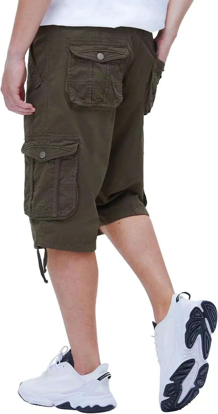 BEST SOUTH Men's Long Cargo Shorts Casual Below Knee 13 Inches Capri Shorts Relaxed Fit with Pockets