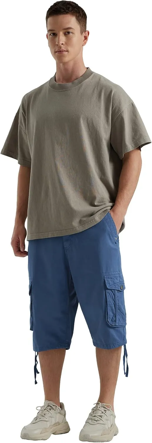 BEST SOUTH Men's Long Cargo Shorts Casual Below Knee 13 Inches Capri Shorts Relaxed Fit with Pockets