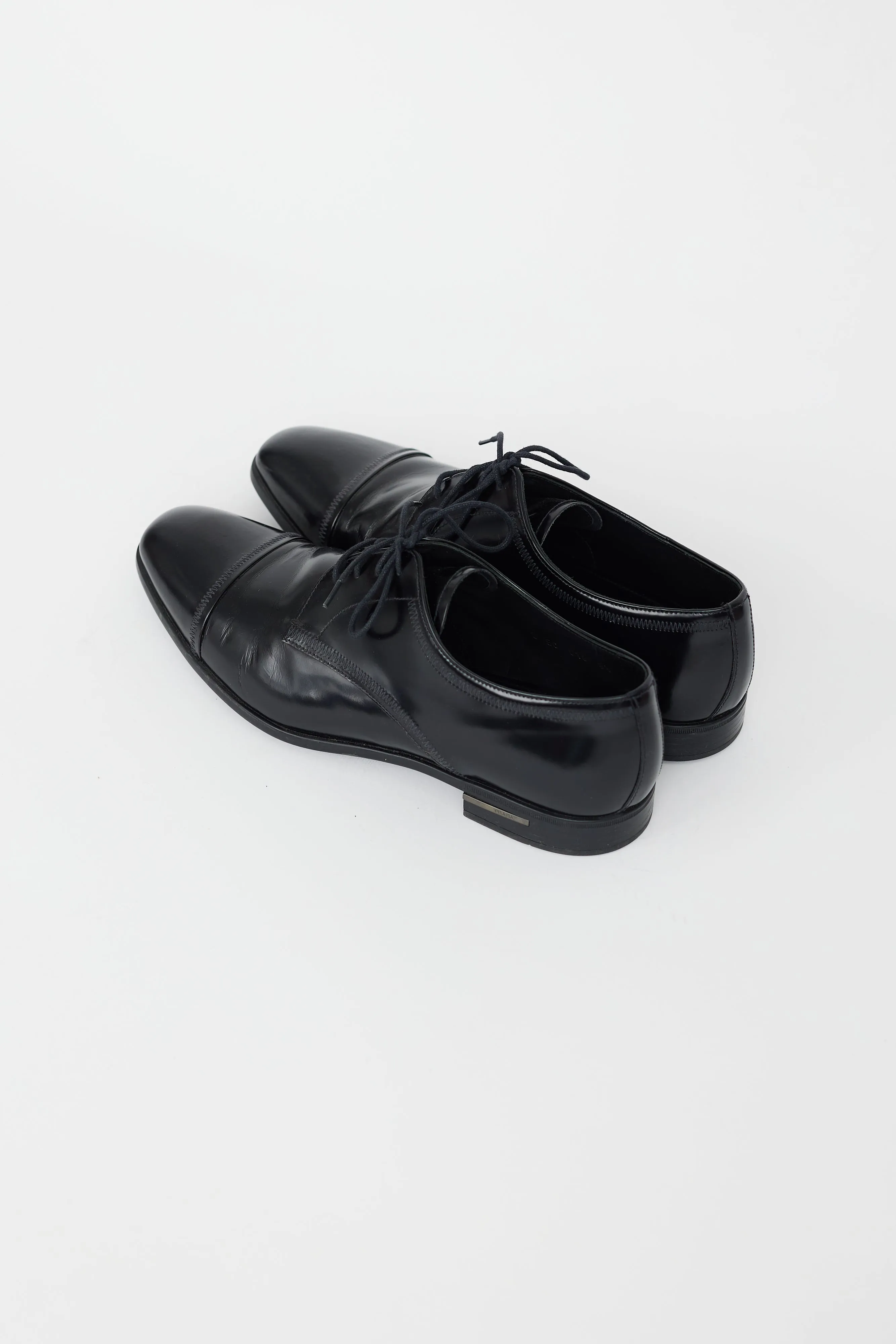 Black Leather Tapered Square Toe Oxford