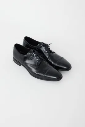 Black Leather Tapered Square Toe Oxford