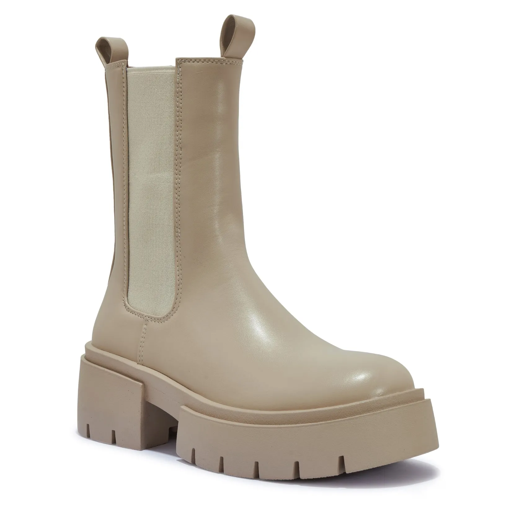 BRAZIL2 CHUNKY PLATFORM BLOCK HEEL STRETCH PANEL BOOT