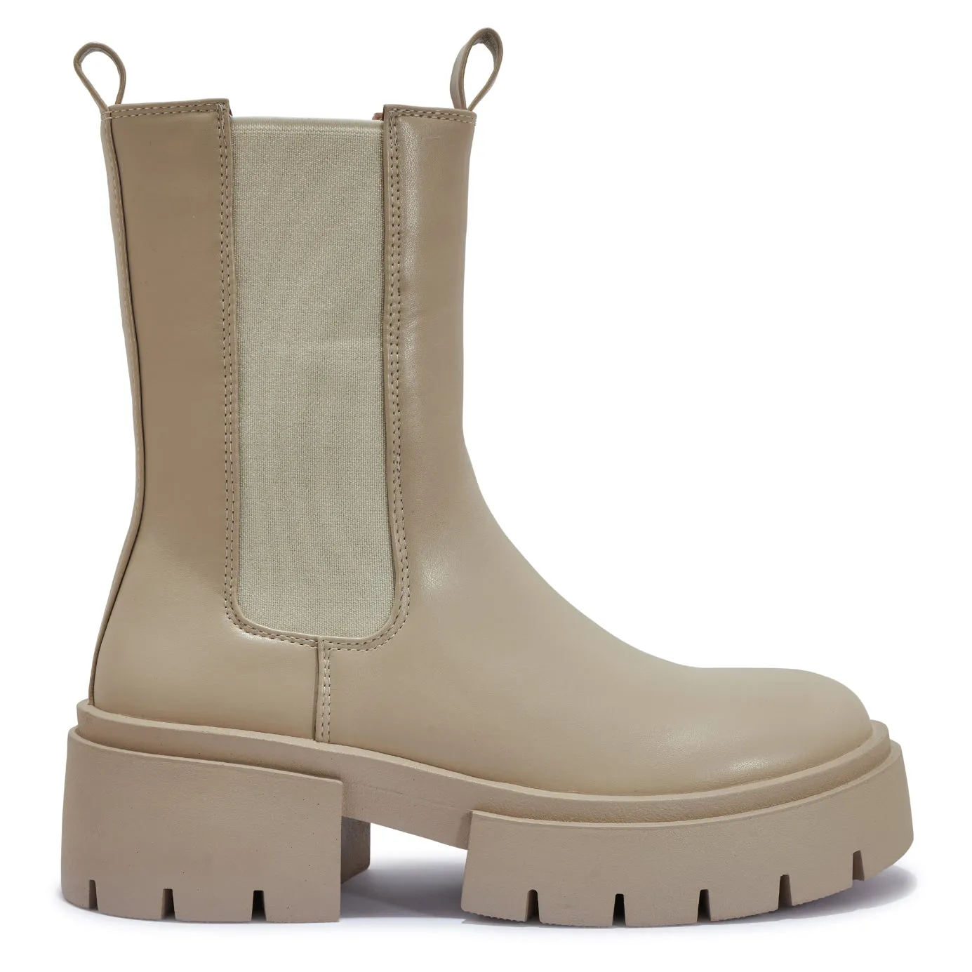 BRAZIL2 CHUNKY PLATFORM BLOCK HEEL STRETCH PANEL BOOT
