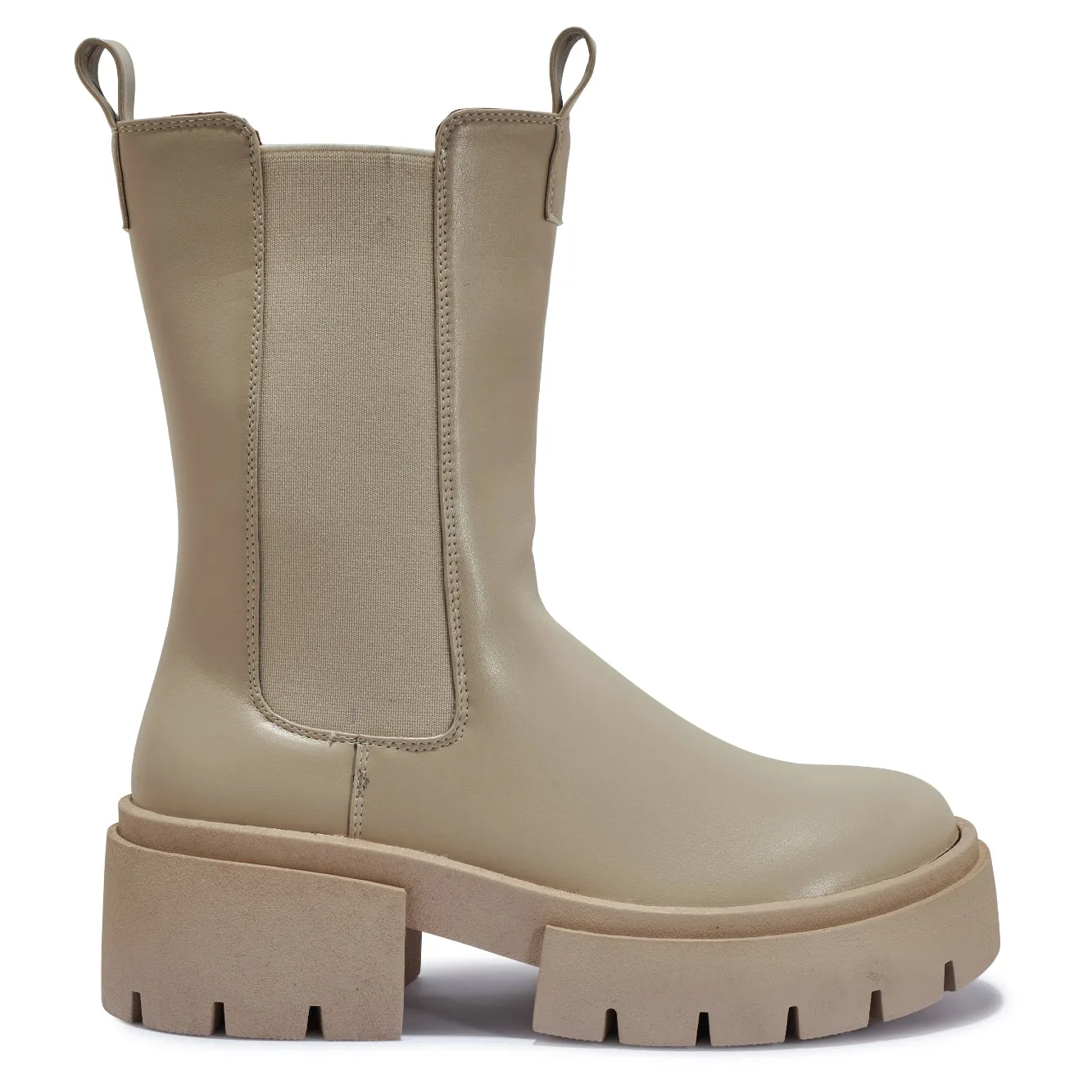BRAZIL2 CHUNKY PLATFORM BLOCK HEEL STRETCH PANEL BOOT