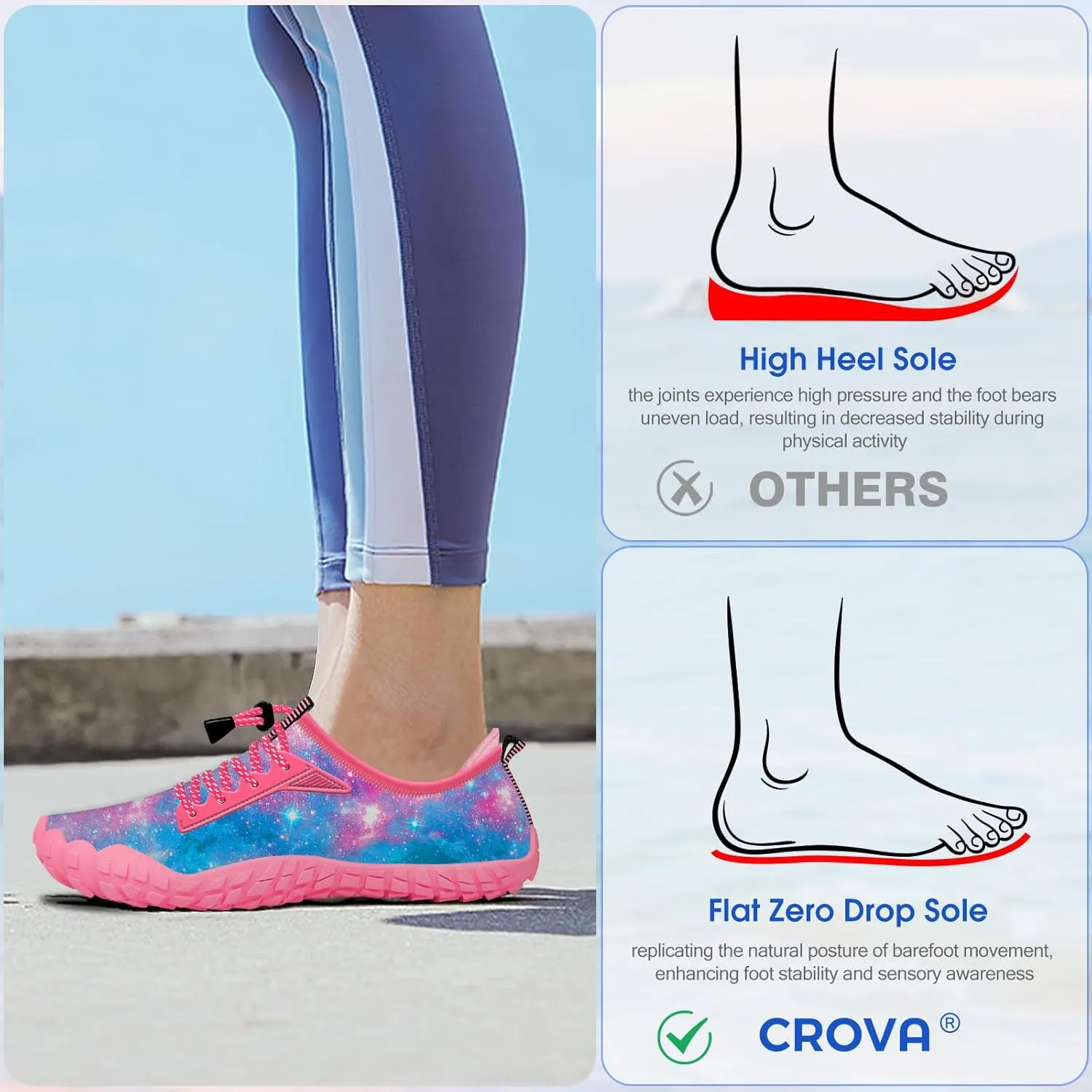 Built-in Heel Grips Water Shoes for Kids Girls Boys Hiking Wide Barefoot Swim Beach Pool Big Kid