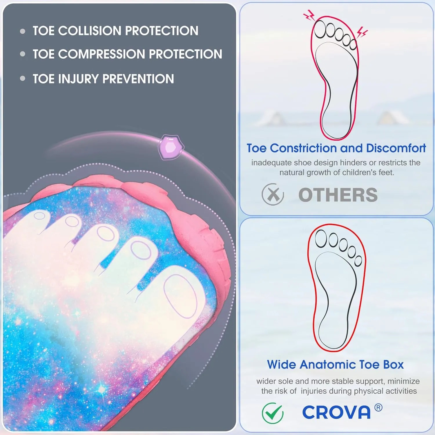 Built-in Heel Grips Water Shoes for Kids Girls Boys Hiking Wide Barefoot Swim Beach Pool Big Kid