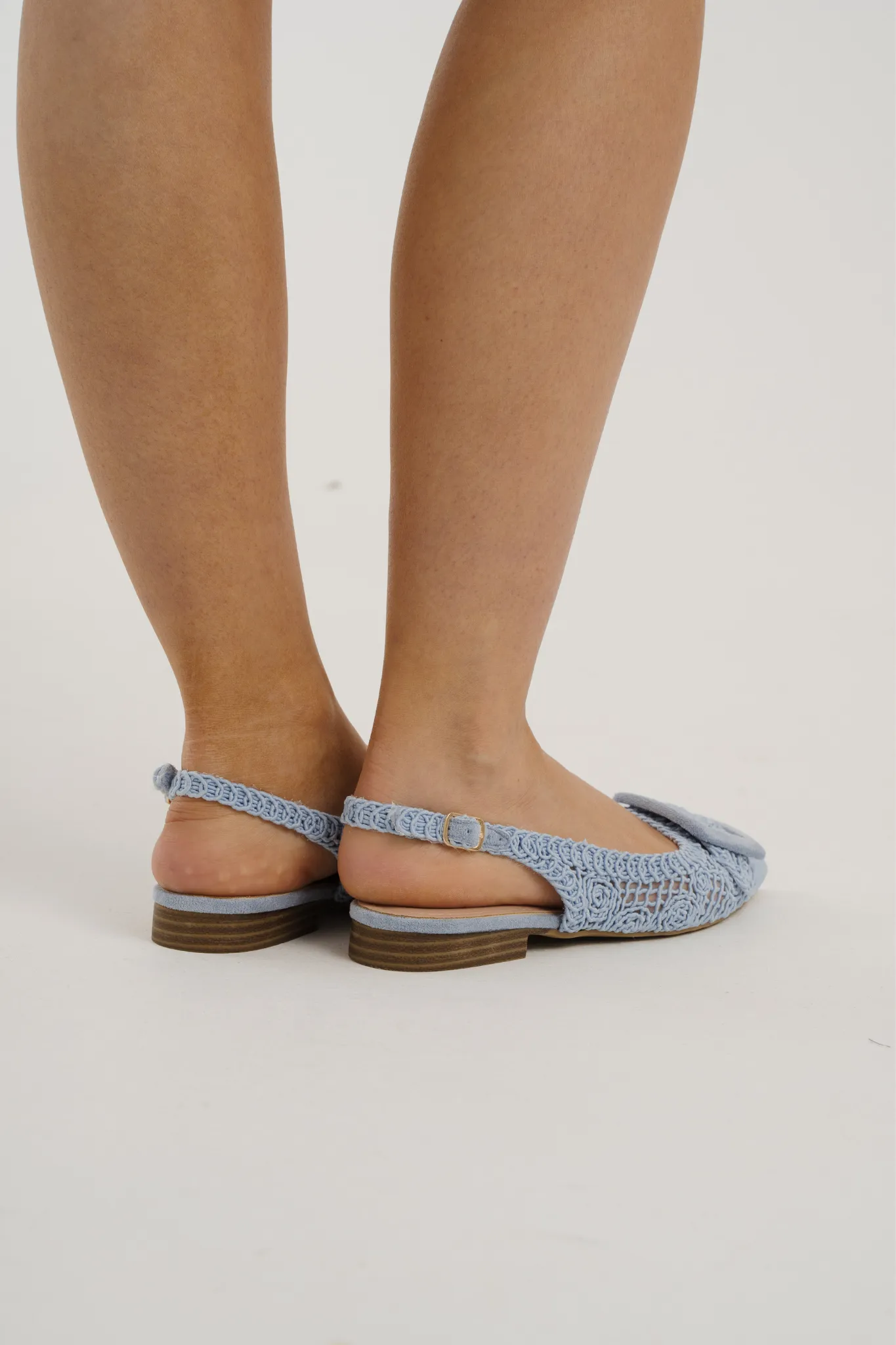 Cathy Crochet Slingback Flats In Blue
