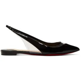 Christian Louboutin Black Patent V Dec Slingback Ballerina Flats