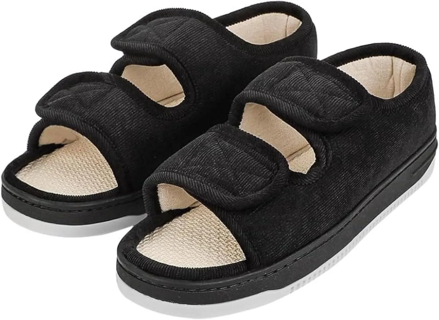 Diabetic Sandals for Men Wide Width Edema Swollen Slippers Adjustable Open Toe Surgical Shoes Anti-skid Breathable Orthopedic Footwear Memory Foam Soft Elderly Sandals