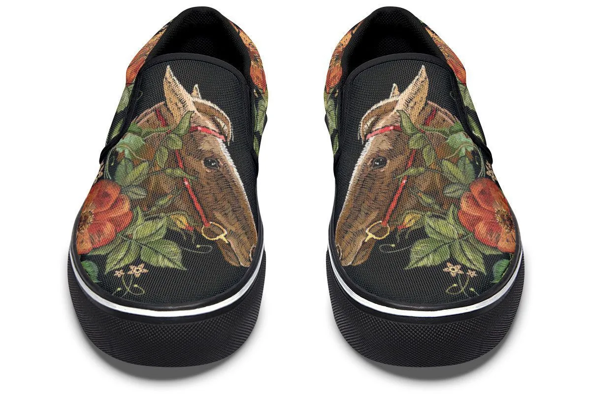 Embroidery Horse Slip-On Shoes