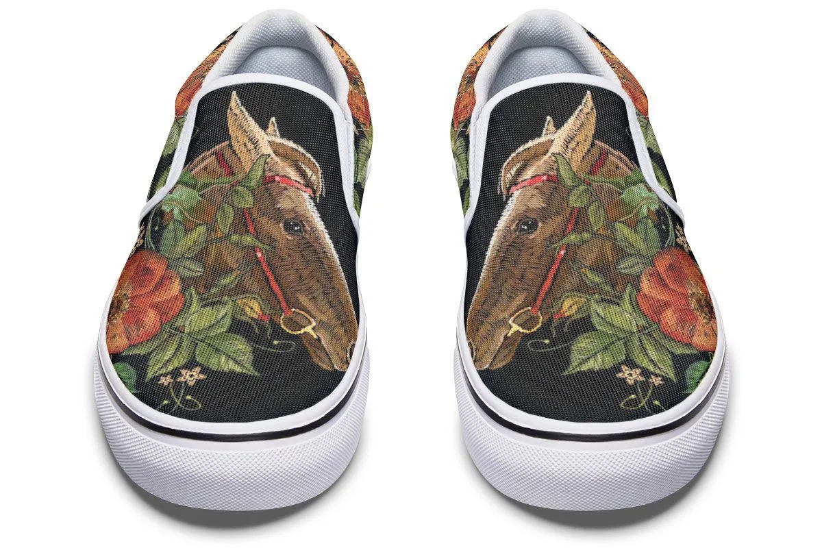 Embroidery Horse Slip-On Shoes