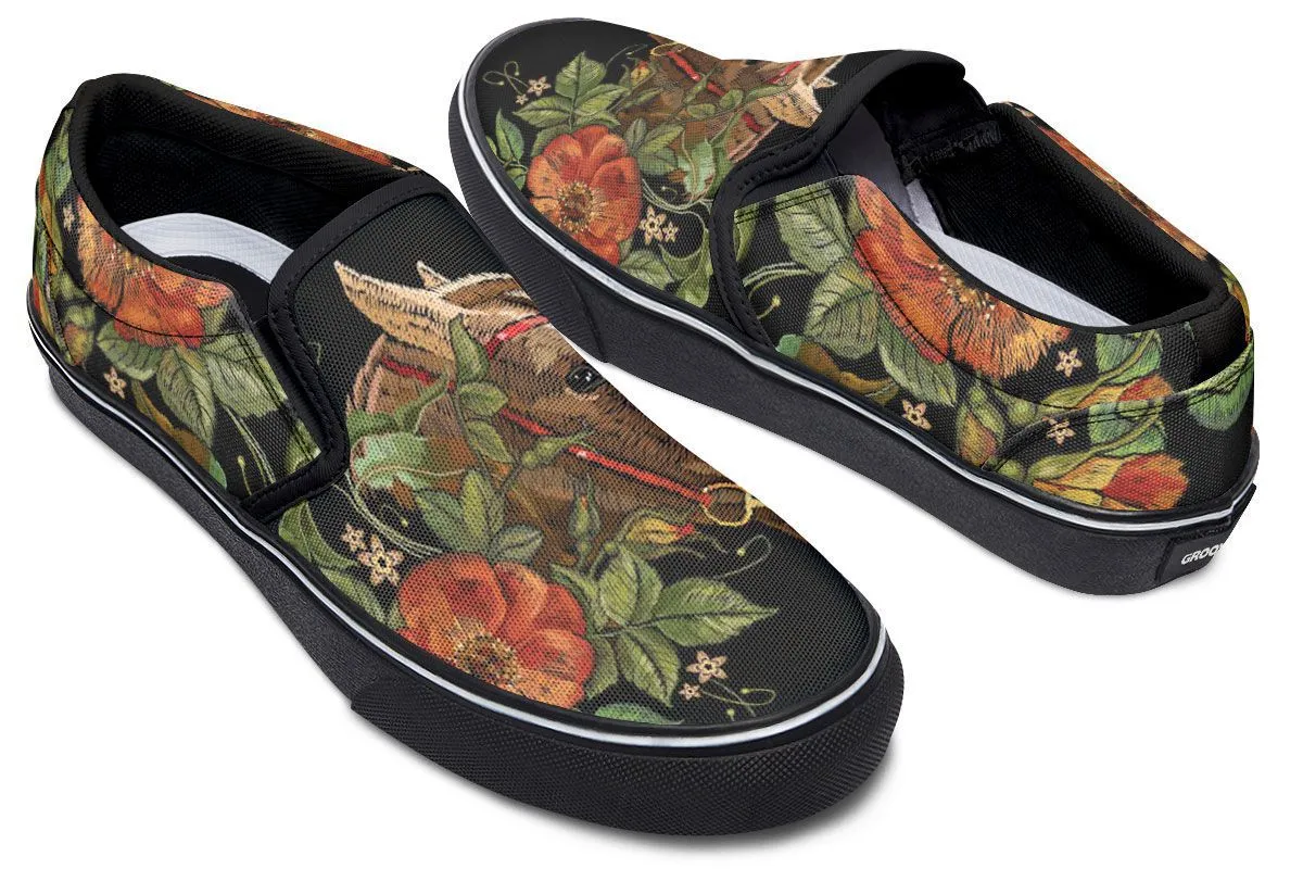 Embroidery Horse Slip-On Shoes