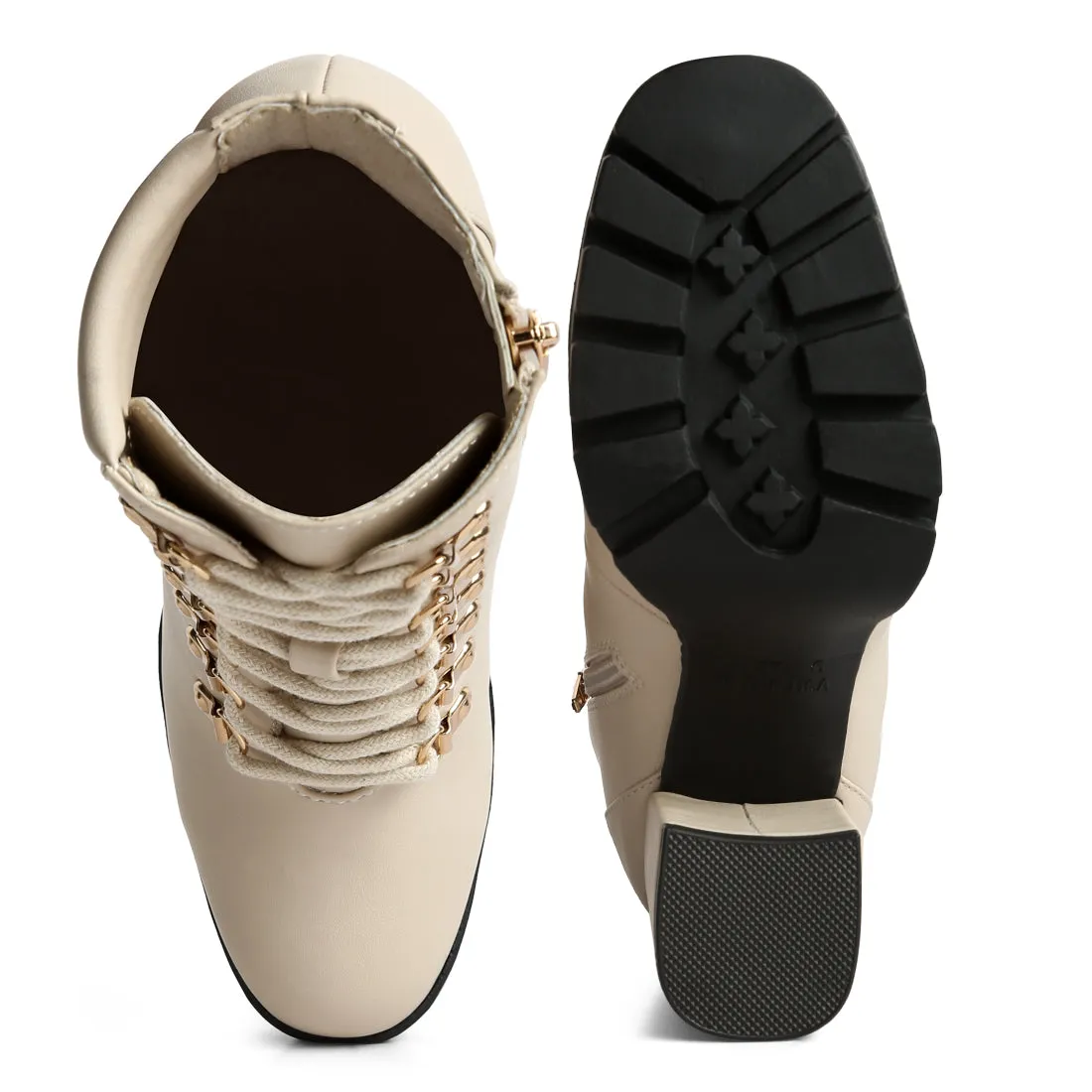 Lace Up Block Heel Boots