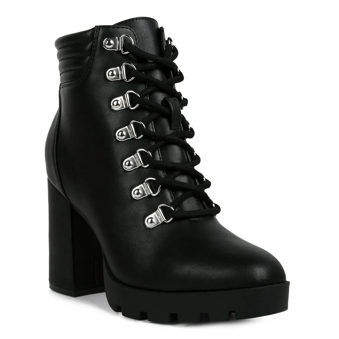 Lace Up Block Heel Boots