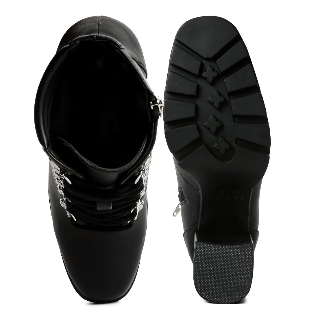 Lace Up Block Heel Boots