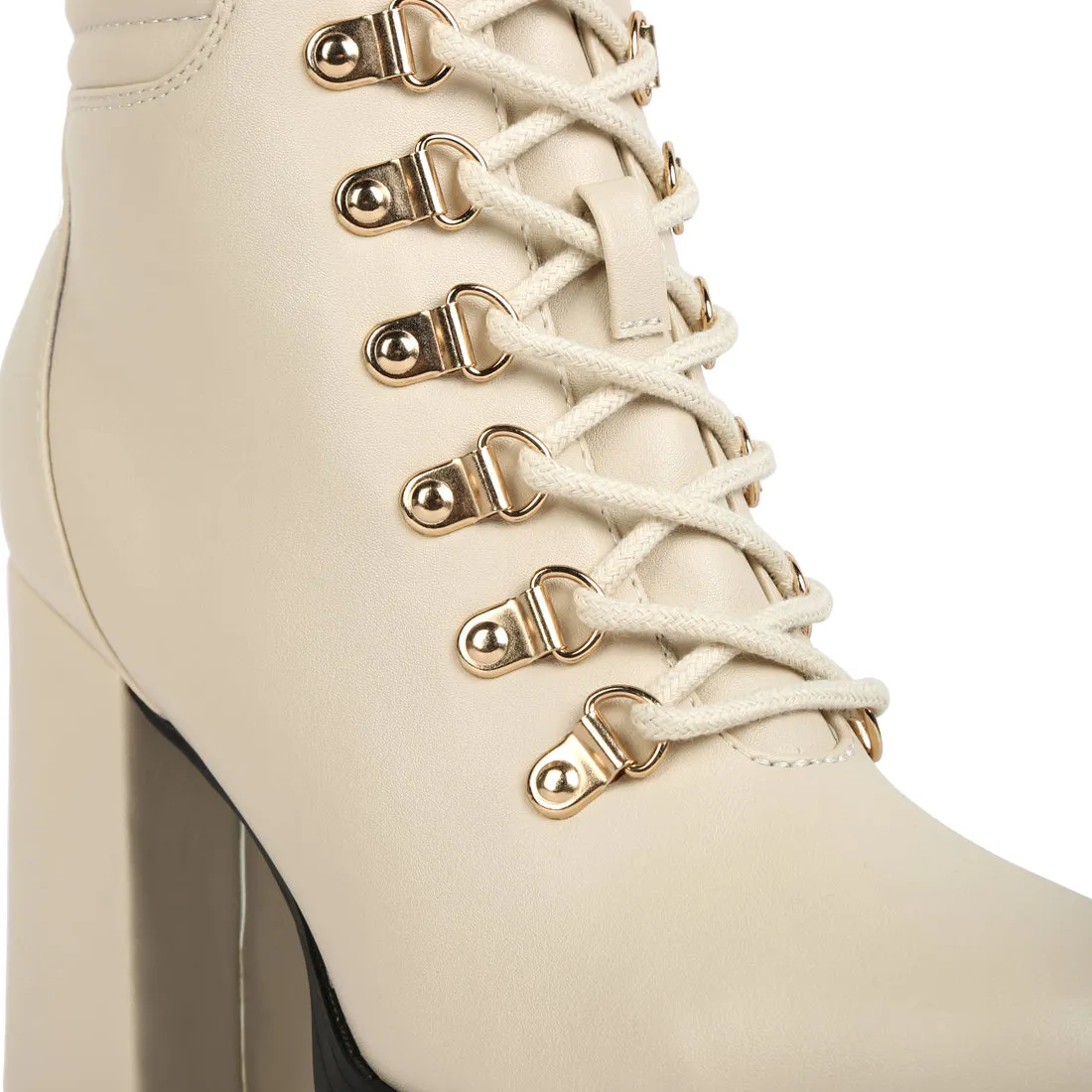 Lace Up Block Heel Boots