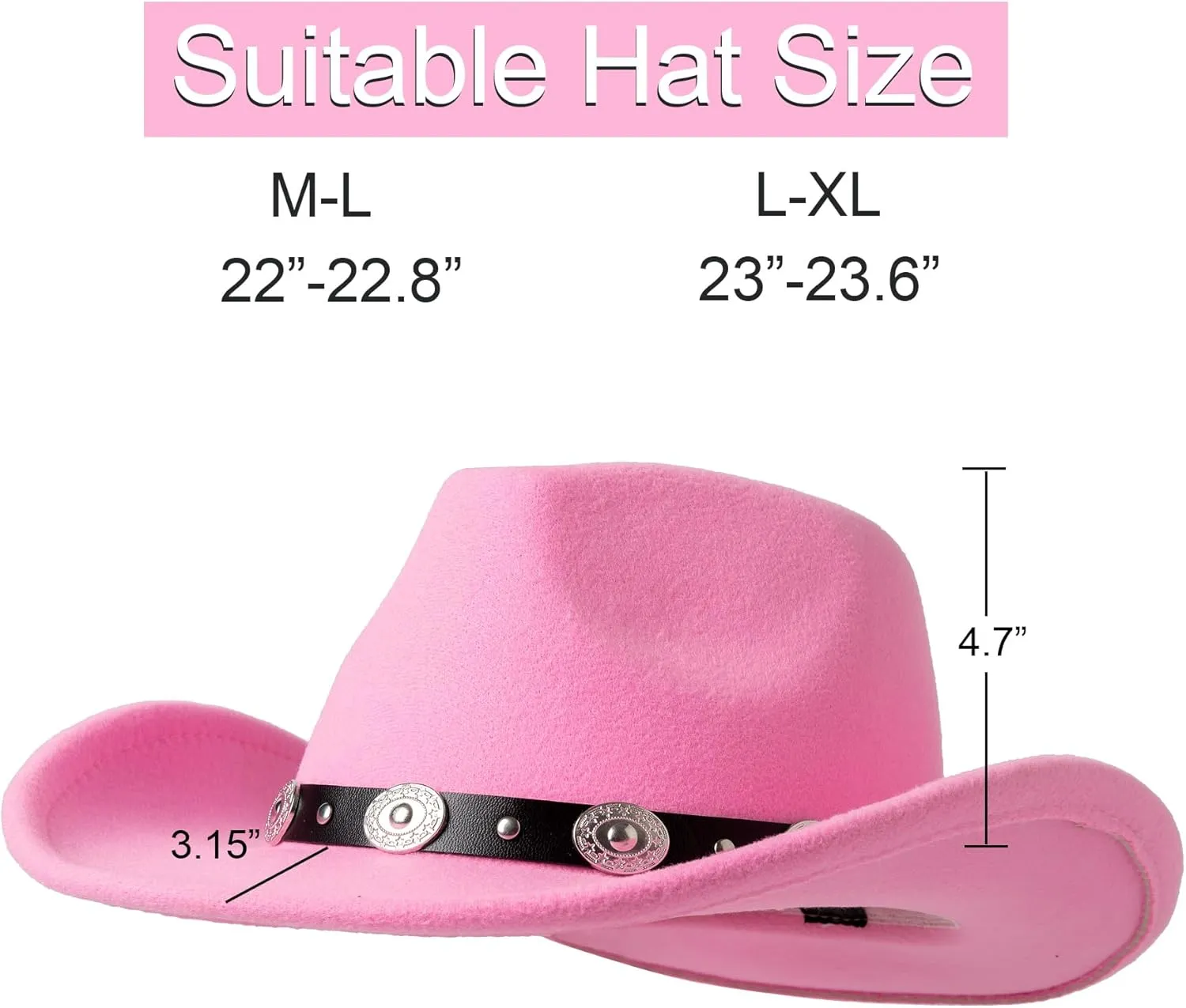 Lanzom Women Men Felt Wide Brim Western Cowboy Hats Belt Buckle Panama Hat