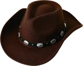 Lanzom Women Men Felt Wide Brim Western Cowboy Hats Belt Buckle Panama Hat