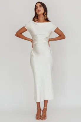 Loveland Cap Sleeve Cowl Back Midi Dress Oyster