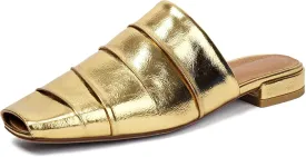 Mules for Women Square Peep Toe Comfortable Casual Backless Slip On Flat Dress Shoes