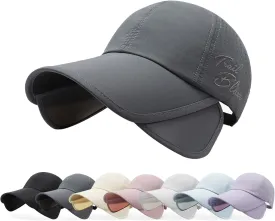 Peicees Wide Brim Baseball Cap for Women Mens Sun Hat with Retractable Brim UV Sun Protection for Golf Tennis Sports Hiking