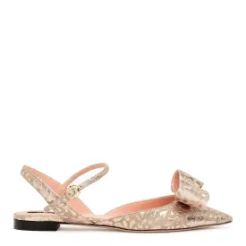 Pointy brocade bow flats