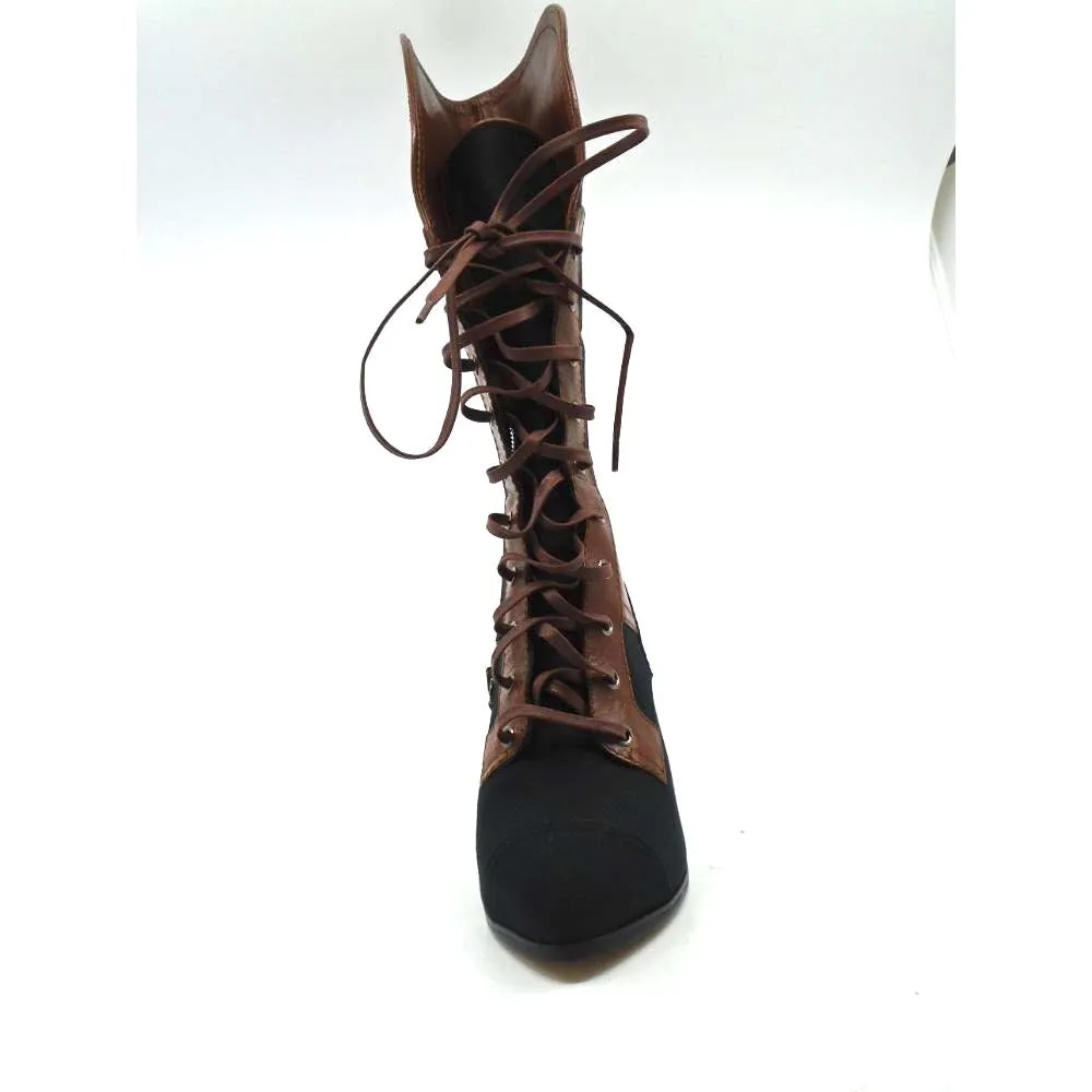 Reed Krakoff Women's Military Fold Over Boots Black Nutmeg