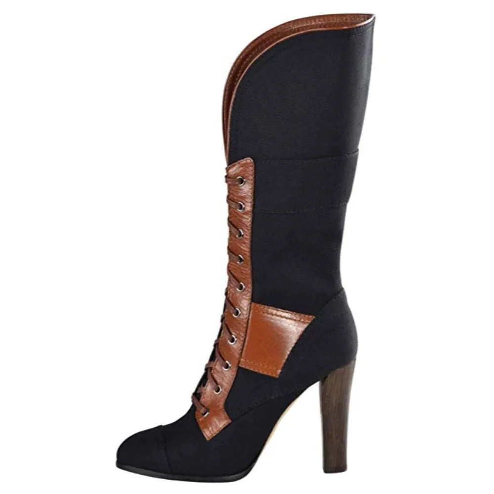 Reed Krakoff Women's Military Fold Over Boots Black Nutmeg