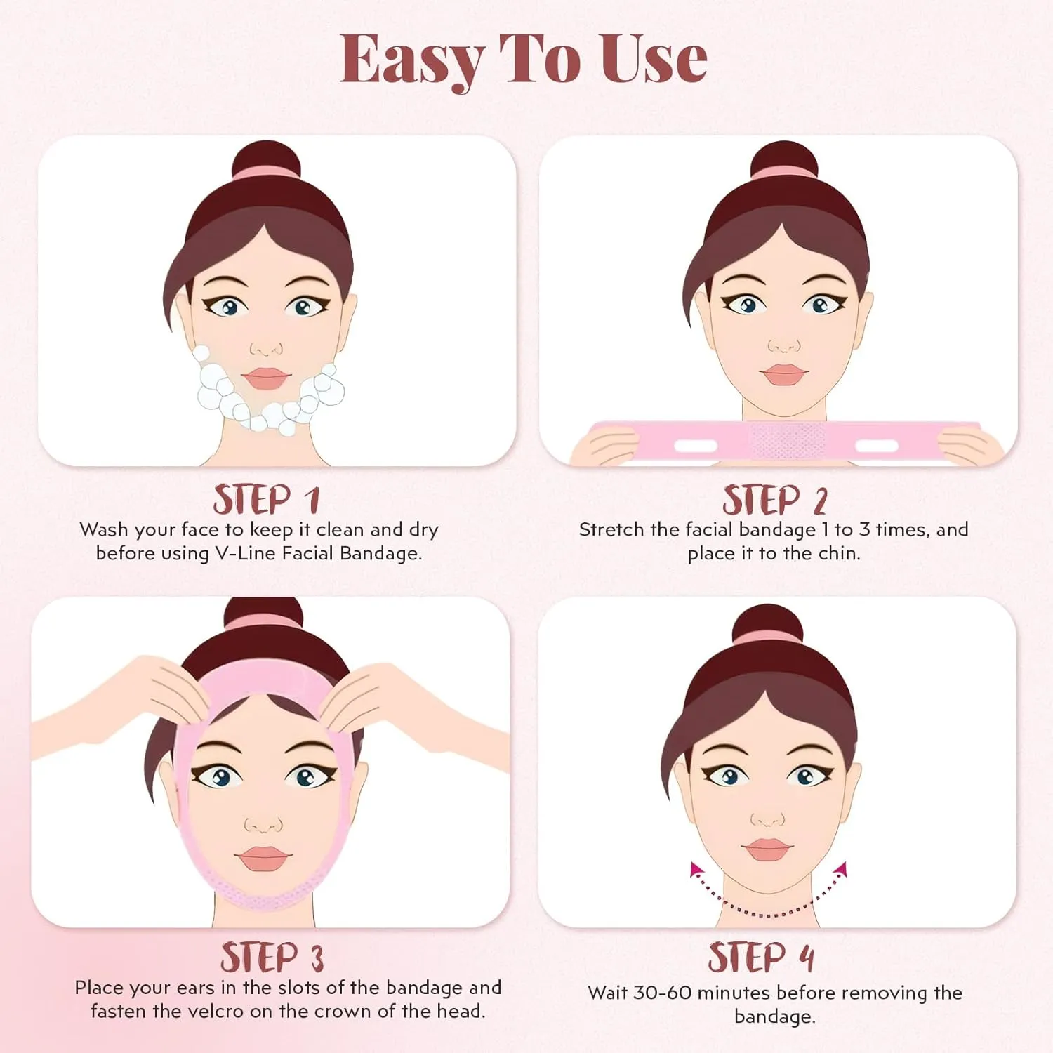 Reusable V-Line Mask, Chin Strap For SleepingLifting EffectAdjustableEasy To Use, Jawline Shaper