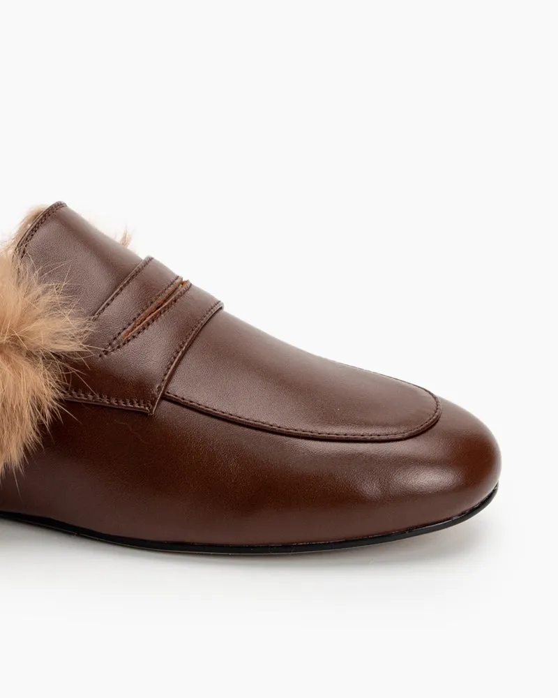 Round Toe Backless Slip-on Flat Mules