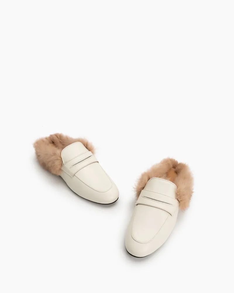 Round Toe Backless Slip-on Flat Mules