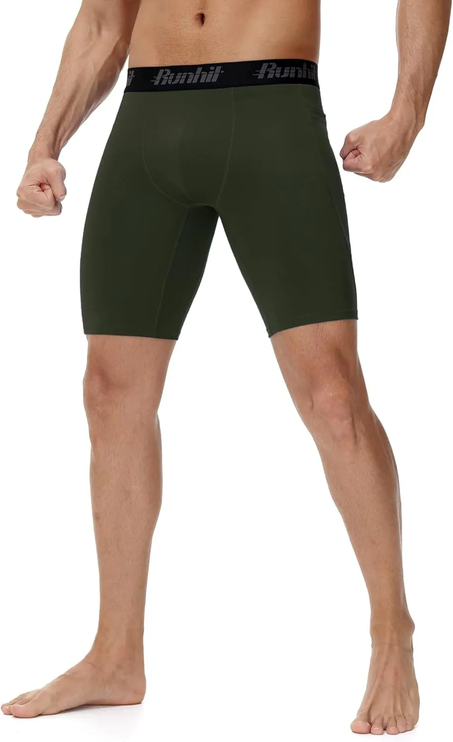 Runhit Men's Compression Shorts with Pockets ?C 9" Performance Athletic Shorts for Workouts Sports Running Spandex Underwear