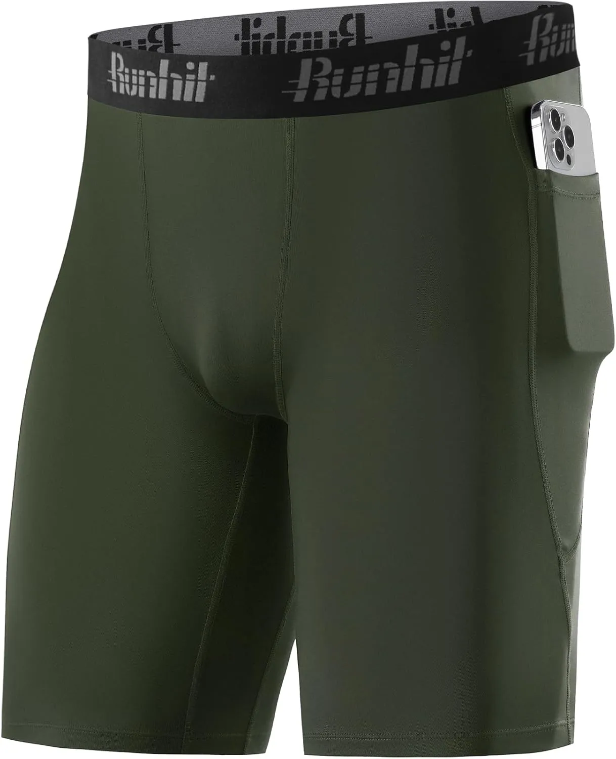 Runhit Men's Compression Shorts with Pockets ?C 9" Performance Athletic Shorts for Workouts Sports Running Spandex Underwear