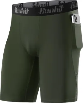 Runhit Men's Compression Shorts with Pockets ?C 9" Performance Athletic Shorts for Workouts Sports Running Spandex Underwear