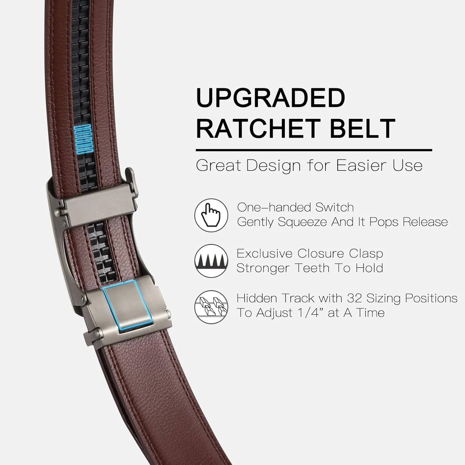 SENDEFN Men's Leather Dress Casual Belt 1 3/8" Automatic Adjustable Click Buckle Belts with Gift Box