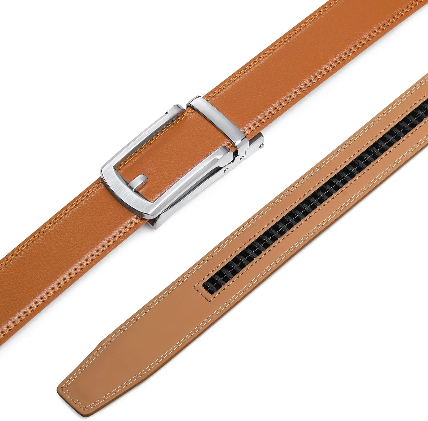 SENDEFN Men's Leather Dress Casual Belt 1 3/8" Automatic Adjustable Click Buckle Belts with Gift Box
