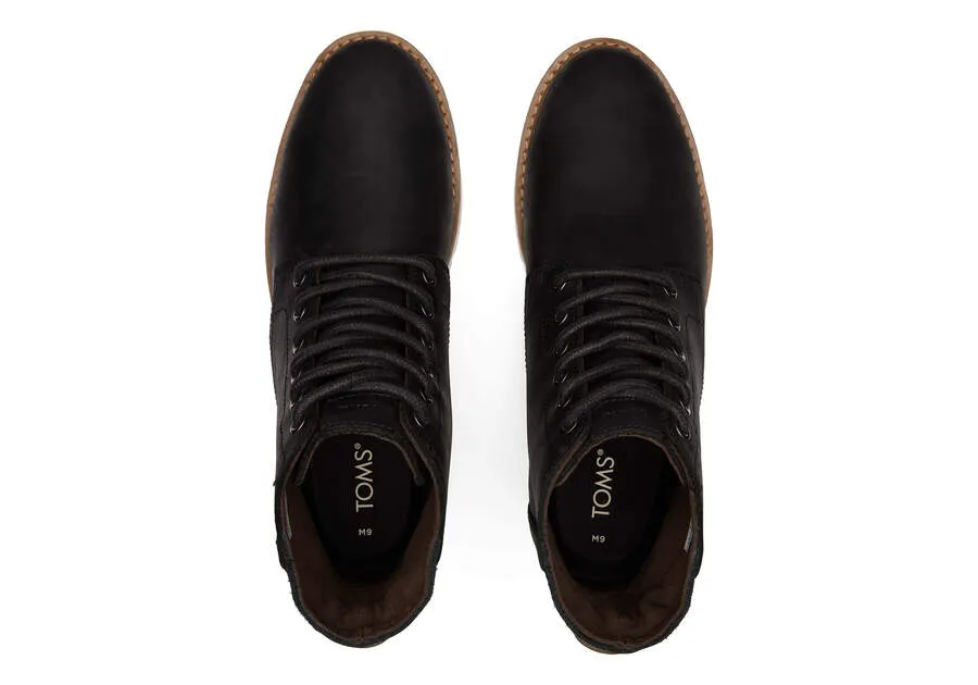 TOMS Mens Hillside Water Resistant Leather Boot - Black