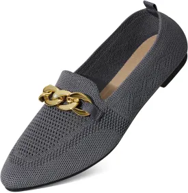 Womens Casual Dressy Loafers Comfortable Breathable Knit Loafers Lightweight Pointed Toe Flats for Women