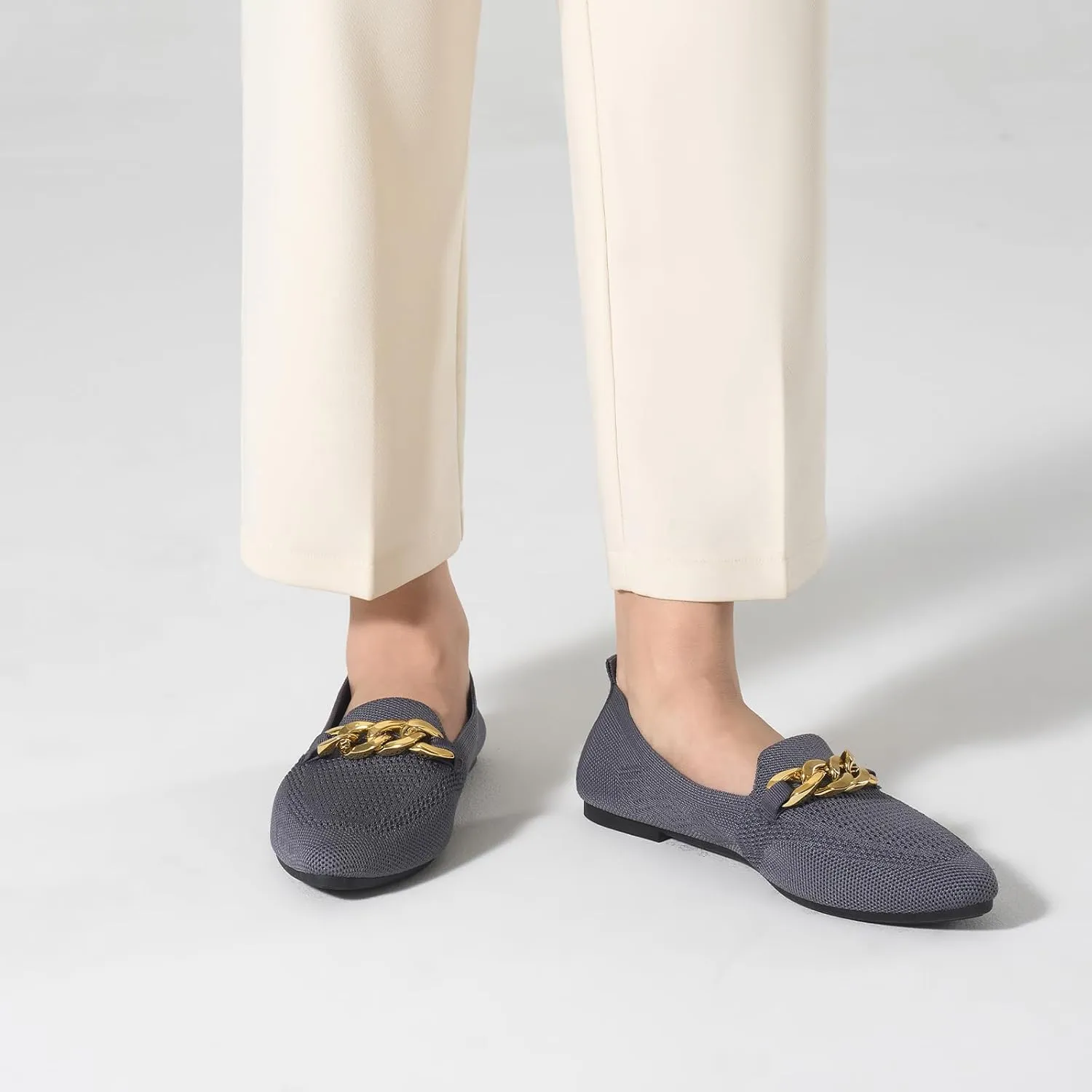 Womens Casual Dressy Loafers Comfortable Breathable Knit Loafers Lightweight Pointed Toe Flats for Women