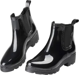Women's Short Rain Boots Waterproof Slip On Ankle Chelsea Booties