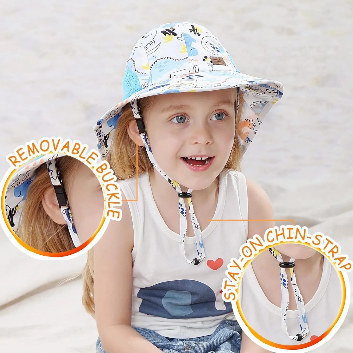 XIAOHAWANG Girls Sun Hat Baby Beach Hats Boys UPF 50  Kids Summer Protection Cap Toddler Breathable Caps Wide Brim Neck Flap