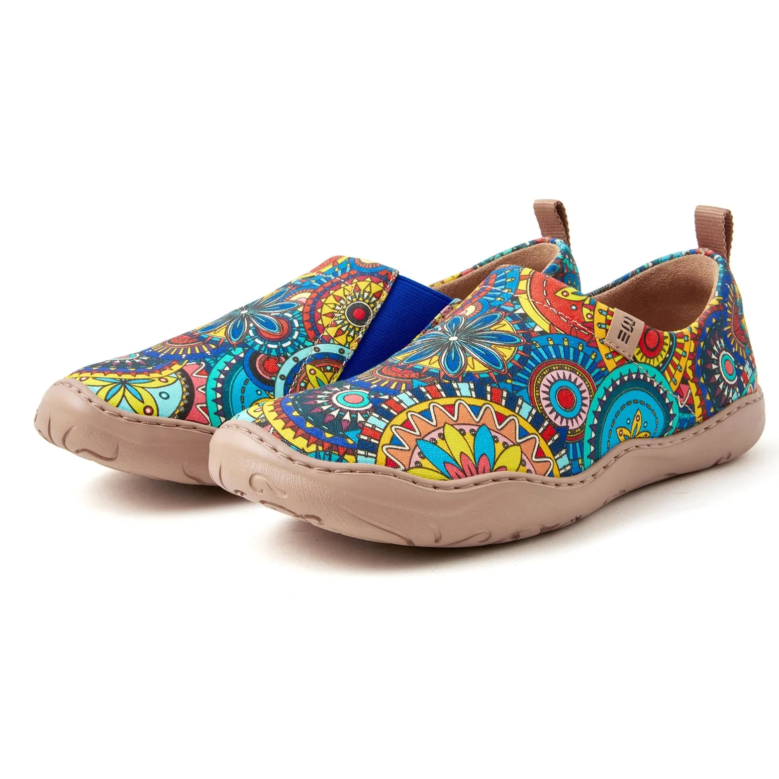 Yiume Women's Art Travel Shoes Bohemian Florals Painted,100% Cotton