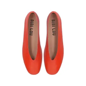 Zira Flat Leather Pump Red